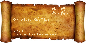 Kotvics Réka névjegykártya